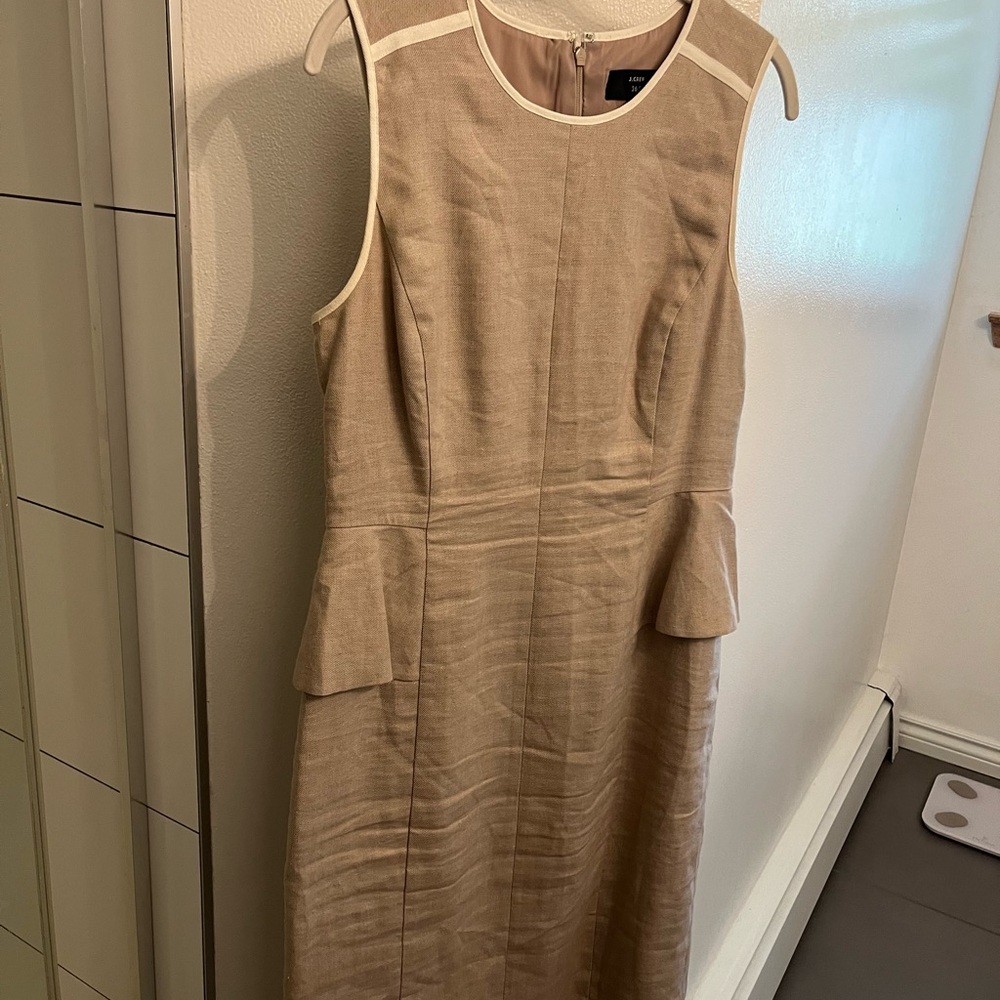 J. Crew Tan Peplum Midi Dress